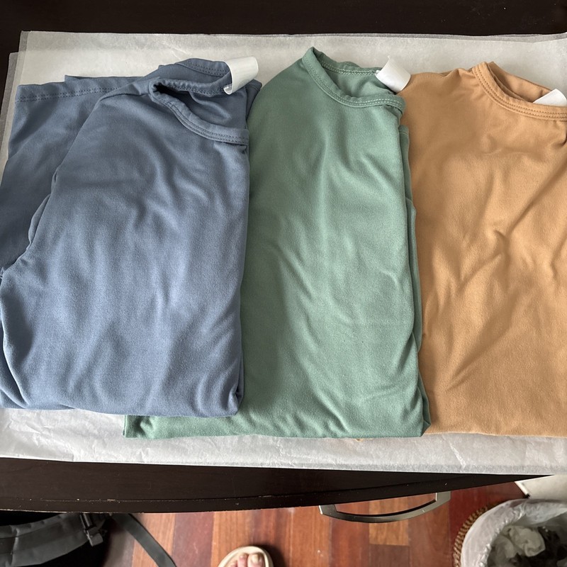 Girl's Stretch Is Comfort, Set of 3,So Soft Long Sleeve Top, Green/Blue/taupe XL