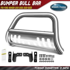 3 Ss Oval Bull Bar Bumper Grille Guard W Skid Plate For Ford Ranger 2019-2023