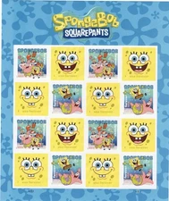 2025 USPS SHEET OF 16 FIRST CLASS LETTER STAMPS  SPONGEBOB SQUAREPANTS 78¢