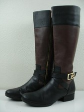 Women's 8 M Michael Kors Preston Black Brown Knee High Riding Boots Leather Zip