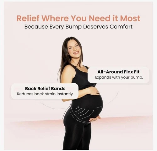 Mamafique Maternity Leggings for Women Over The Belly Support Ultra Soft Black M