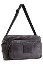 Lacoste Mens Leather Reporter Shoulder Messenger Bag in Dark Shadow 475 BNWT