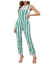 Overalls for Women Fashion Jumpsuits Striped Pants Medium Green Striped