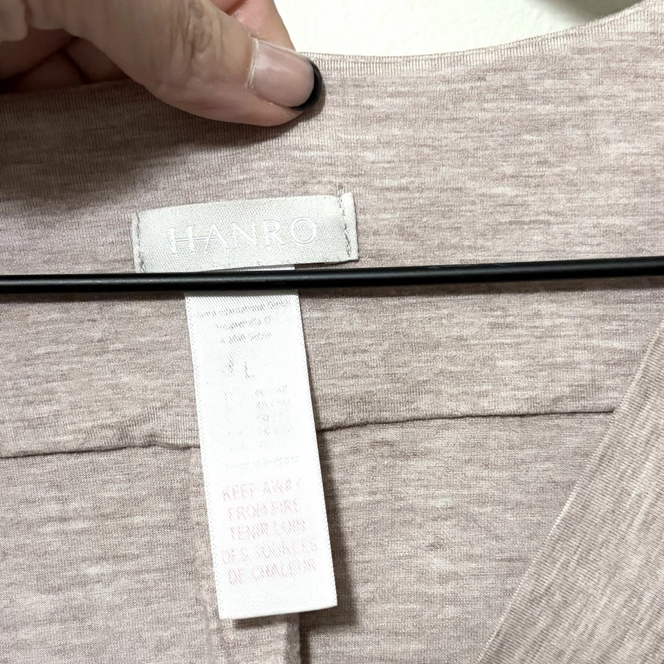 Juego de pijama Hanro cuello en V manga larga champán melange talla grande Foto 3 de 4