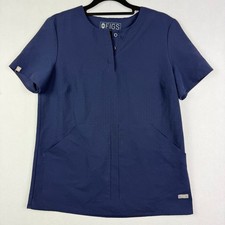 FIGS XS Navy Technical Collection Scrub Top Women's 2 Pocket Medical Uniform