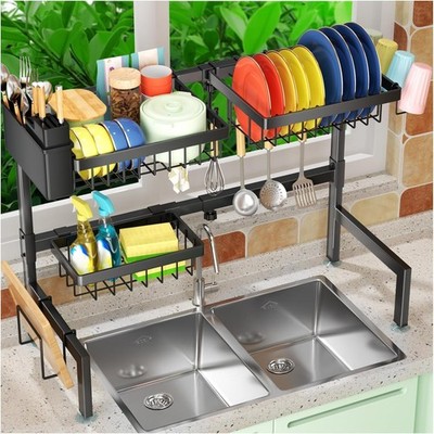 2-Tier Over The Sink Dish Drying Rack Kitchen Large Dish Drying Rack Over The