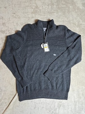 Van Heusen Mens Pull Over Sweater 1/4 Zip-up Charcoal Gray Size Small NWT