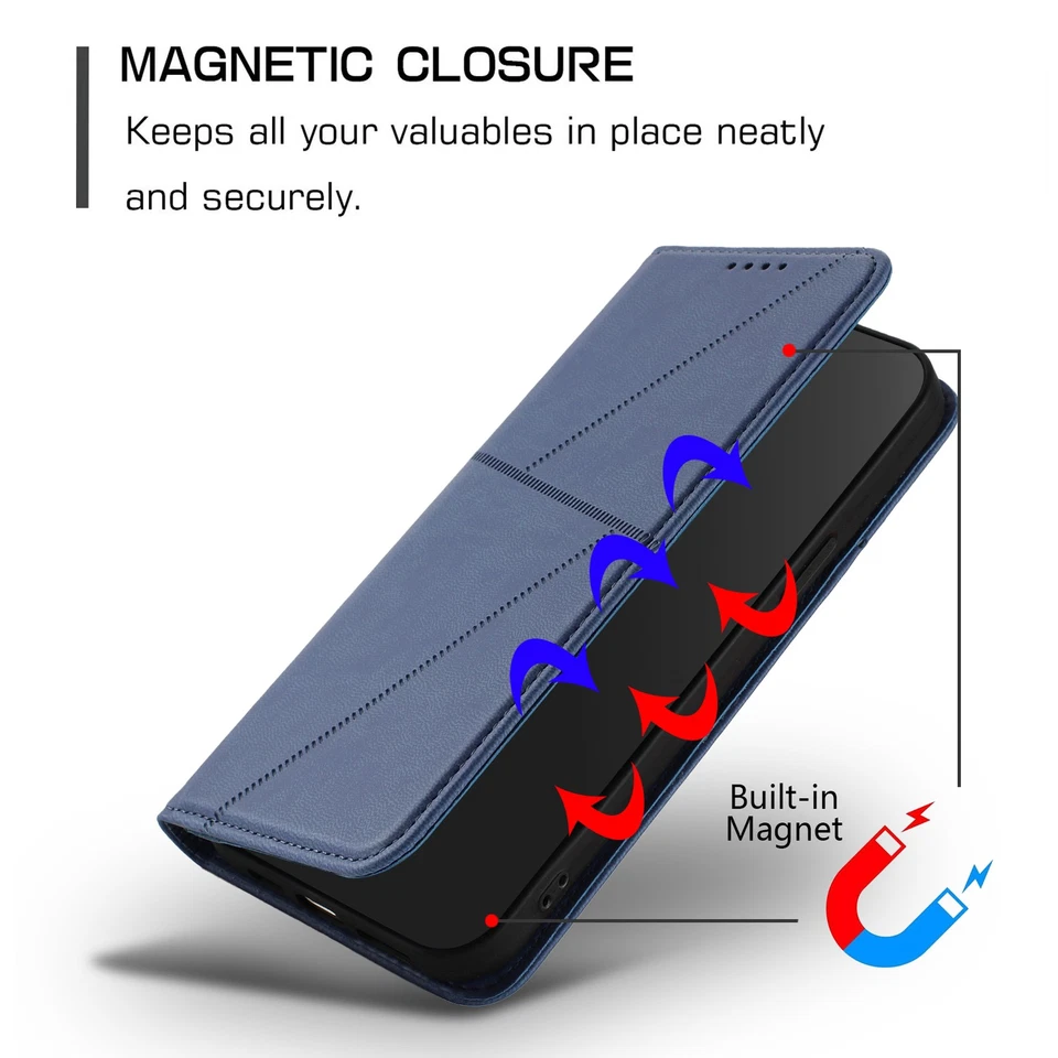 For iPhone 5 6 6S 7 8 Plus SE X XS XR XS Max 11 Magnetic Flip Wallet Case Cover  - Image 3 of 4