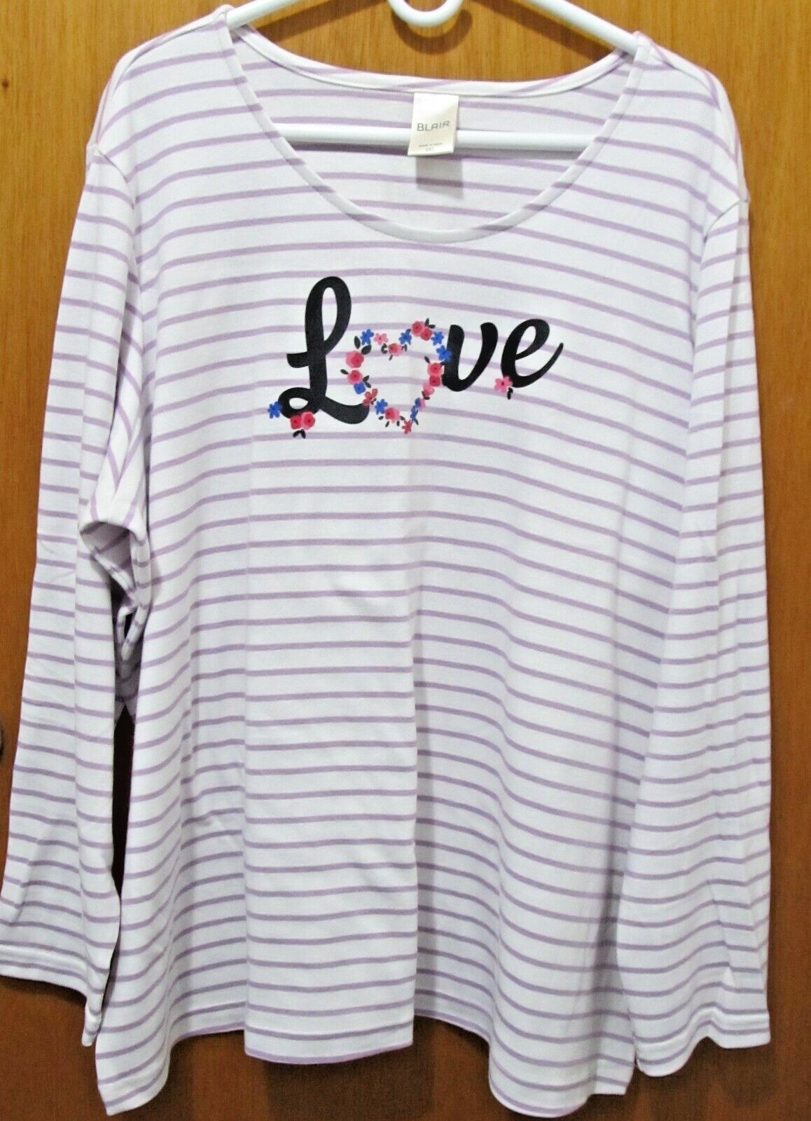 BLAIR Womens Plus Size 3XL Striped Long Sleeve 