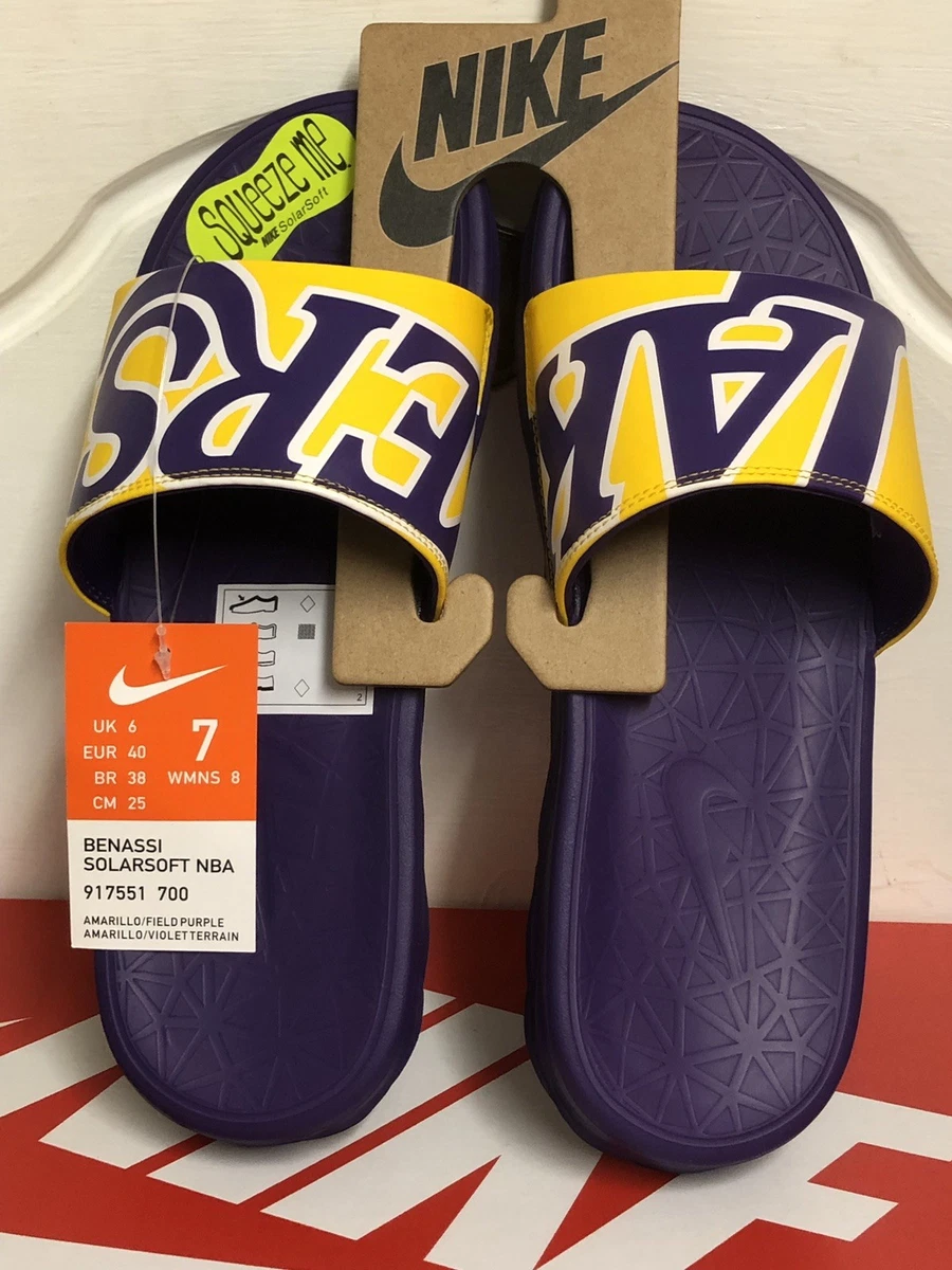 NIKE BENASSI SOLARSOFT NBA LAKERS MENS SLIDES SLIP ON SHOES UK 6 EUR 40 US  7 884497363325 | eBay