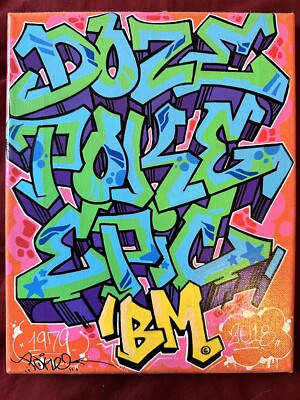 POKE Original Graffiti Art Canvas Painting  Doze, Poke, Epic IBM  10x8 in Signed