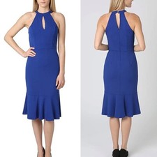 NWT Bebe Navy Blue Crepe Scuba Keyhole Sleeveless Dress Woman's Size 10