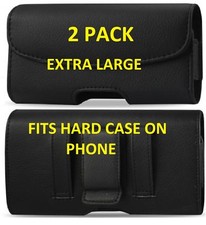 PACK 2 XL Funda de Cuero Negra Soporte Clip de Cinturón Funda de Lazo para Teléfonos MOTOROLA
