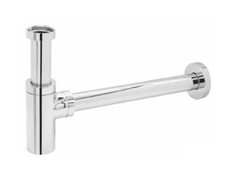 SIFONE D' ARREDO A BOTTIGLIA TONDO CROMATO OTTONE 1 1/4 LAVABO A VISTA