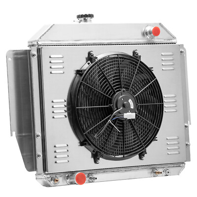 4 Core Radiator+Shroud Fan For Ford 1979-1991 E100 E150 E250 E350 Econoline V8