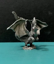 Rawcliffe Pewter Winged Dragon Serpent Red Eyes Mini Figurine OOP LOTR GOT D&D