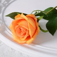 12X Artificial Single Rose Bud With Stem Silk Flowers Fake Bouquet Wedding Party
