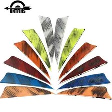 150Pcs 3" Shield Archery Arrow Feathers Fletchings RW LW Ink Design Double Side