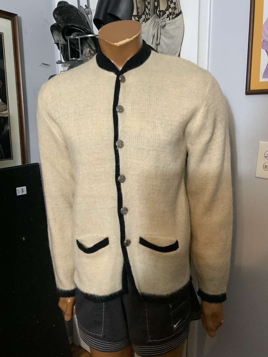 Vintage 60s Rob Scot Mohair Lambswool Hessian Soldier Button