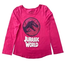 Jumping Beans Girls Pink Long Sleeve Jurassic World Sparkle Logo T-Shirt 6