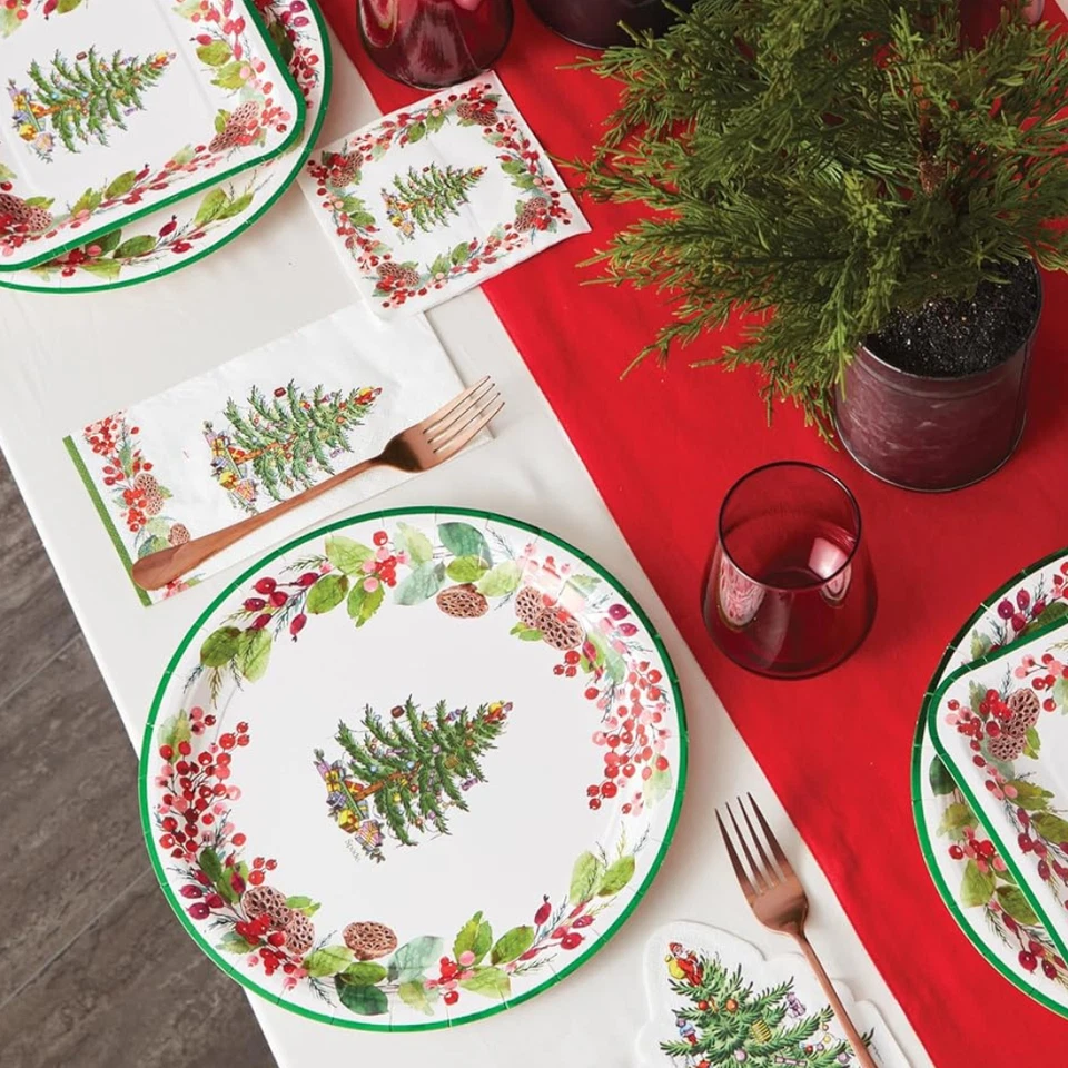 Spode Christmas Tree Dinner Party Set - 8 Paper Plates & 16 Dinner Napkins - Image 4 of 4
