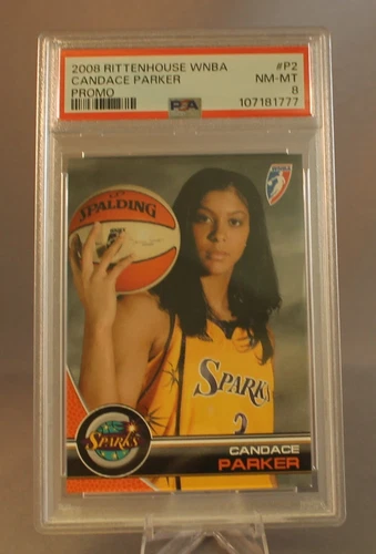 2008 RITTENHOUSE WNBA - #P2 CANDACE PARKER - PROMO CARD - PSA GRADED NM-MT 8