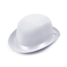 Adults Bowler Hat White Felt With Band Fancy Dress Mens Ladies Accessory