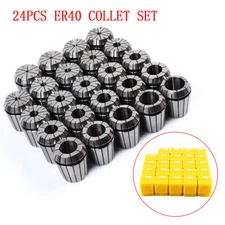 24Pcs ER40 Collet Set Metric Size High Precision Spring Clamping Collets