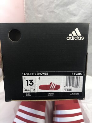adidas Men's Adilette Shower Slide Sandal, Scarlet/White/Scarlet FY7815  Size 13 | eBay