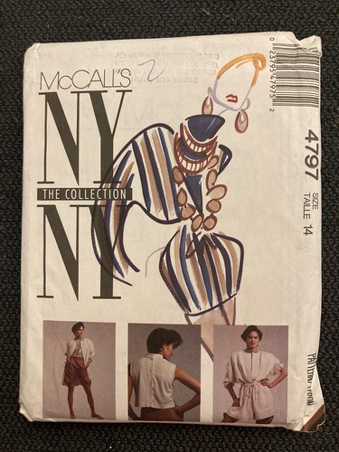 Uncut Vtg McCall’s 4797 Sewing Pattern Misses’ Sz 14 Jacket Top Jodhpurs Shorts