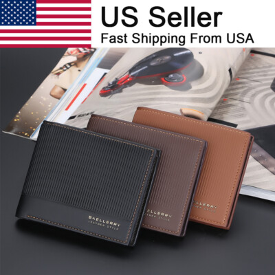 Men's Bifold Leather Credit ID Card Holder Wallet Billfold Purse Clutch Billfold