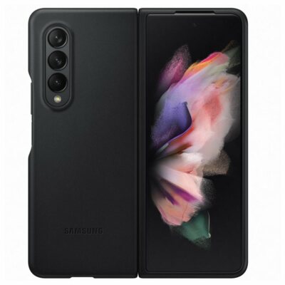 Original Samsung Leather Cover Hülle EF-VF926 für Galaxy Z Fold3 5G Schwarz