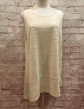 H By Halston Womens XL Asymmetrical Hem Tank Sleeveless Tunic Heather Oatmeal 