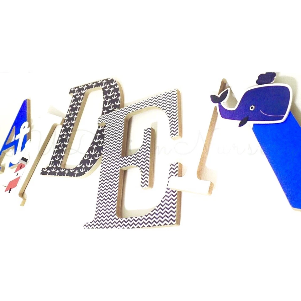 Nautical Themed Wooden Nursery Letters - Custom Sailing Themed Kids Room - Image 4 of 4