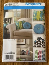 Simplicity 2160 Throw Pillows Uncut Sewing Pattern Home Decor NEW Uncut