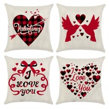 1set 4pcs Burlap Customization Pillow Covers set Square Heart Pattern 45x45cm