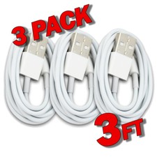 3-PACK 3FT USB Data Charger Cables Cords For Apple iPhone 5 S 6 7 8 X Plus