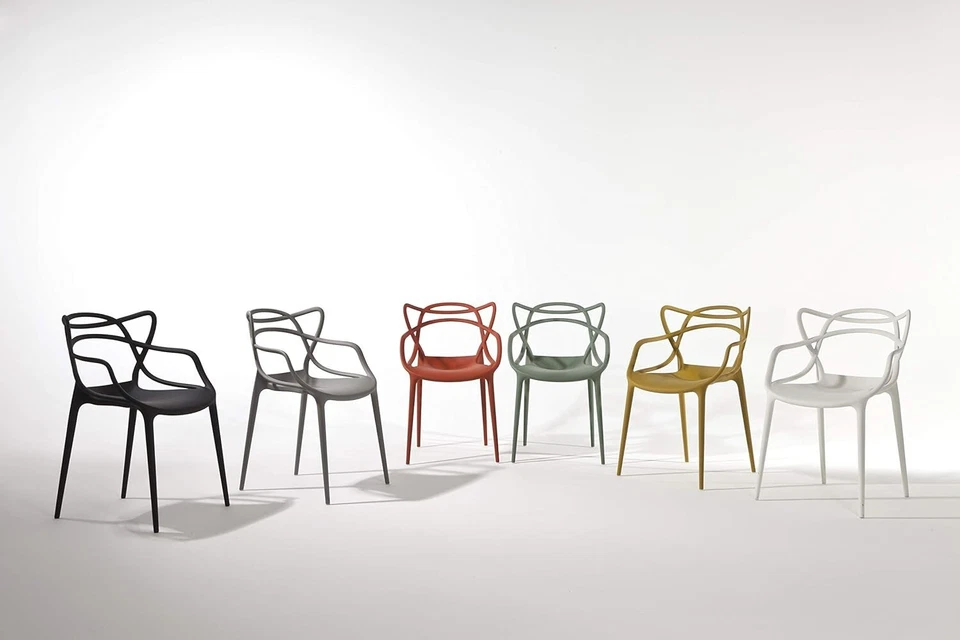 Set of 4 Master Style Modern PINK Polypropylene Plastic Dining Chairs Stack able - Image 4 of 4