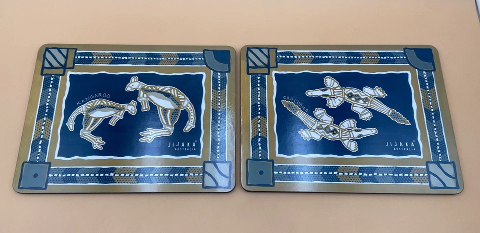 RARO MANTELES INDIVIDUALES DE ARTE ABORIGEN AUTÉNTICO JIJAKA DE AUSTRALIA - DIFÍCILES DE ENCONTRAR Foto 4 de 4