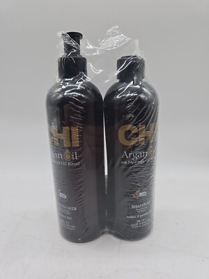 CHI Argan Oil Plus Moringa Oil Shampoo & Conditioner 11.5oz New damaged bottle 