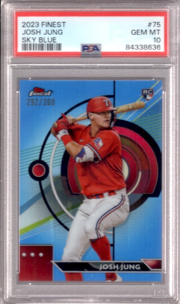 JOSH JUNG 2023 Topps Finest #75 PSA 10 Sky Blue Refractor Rookie RC #292/300