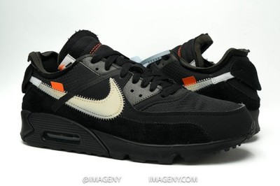 NIKE AIR MAX 90 USED SIZE 9.5 OFF-WHITE BLACK WHITE CONE AA7293 001