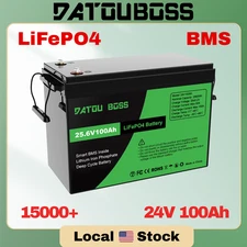 LiFePO4 24V 100Ah Lithium Battery BMS Solar Deep Cycle Off-grid RV Camper Marine