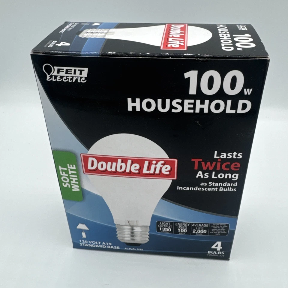 Feit Electric A19 100 W 1350 Lumen 4 Bulb Pack New In Box - Image 2 of 3