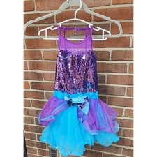 Weissman Girls Purple Blue Sequin Tutu Tap Jazz Dance Costume Dress Size SC