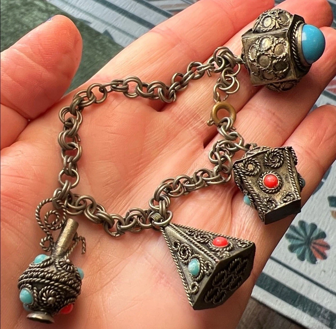 イタリアンアンティーク★稀少PERUZZI シルバー800 チェーンブレスレット Antique 800 silver peruzzi - Gem