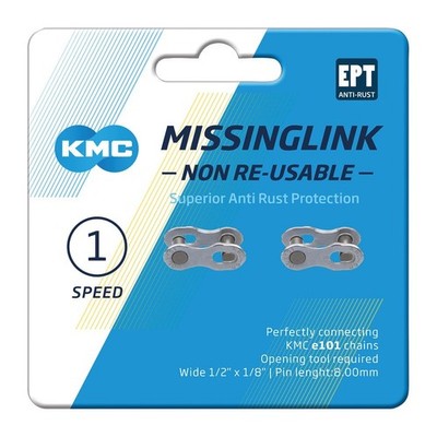 KMC Missinglink 1/2'' x 1/8'' 101 NR EPT, für Ketten e101, breit, silber, silber (