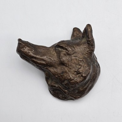 German Shepherd Dog Bronze Head Sculpture Bas Relief Wall Art