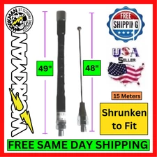 Workman WHF15 15 Meter Mobile HF Antenna 21MHz Ham Radio 3/8x24 Mount Black CB