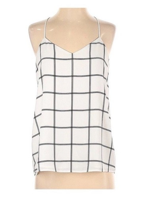 #ad Express Ivory and Black Grid Blouse Halter Neck Women’s Size Large $14.00